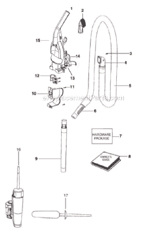 Page B Diagram and Parts List for 2996DVZ  Eureka Upright Vacuum