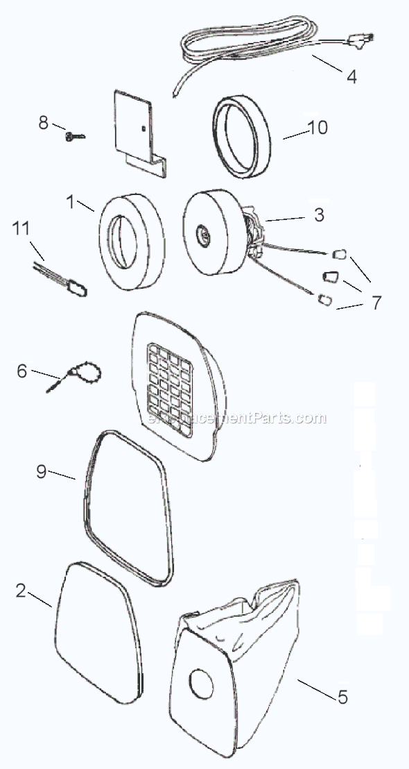 Page B Diagram and Parts List for 3015B  Eureka Canister Vacuum