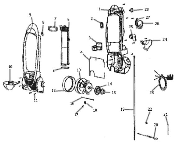 Page D Diagram and Parts List for 3041BZ  Eureka Upright Vacuum
