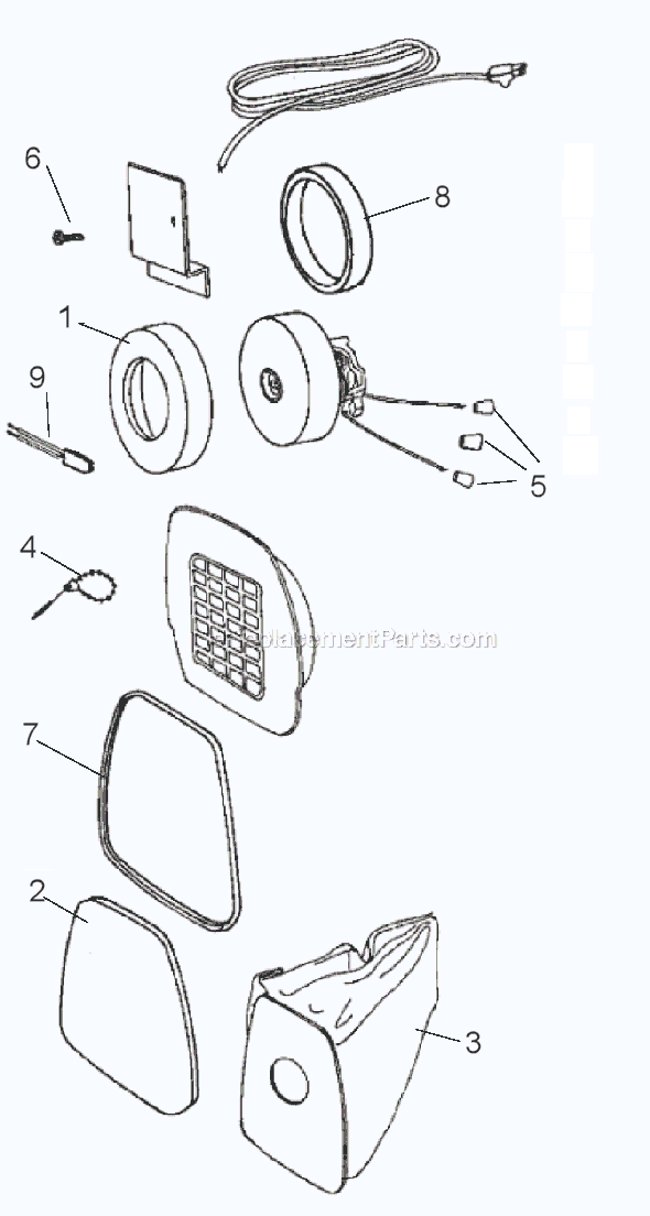 Page B Diagram and Parts List for 3109AM  Eureka Canister Vacuum