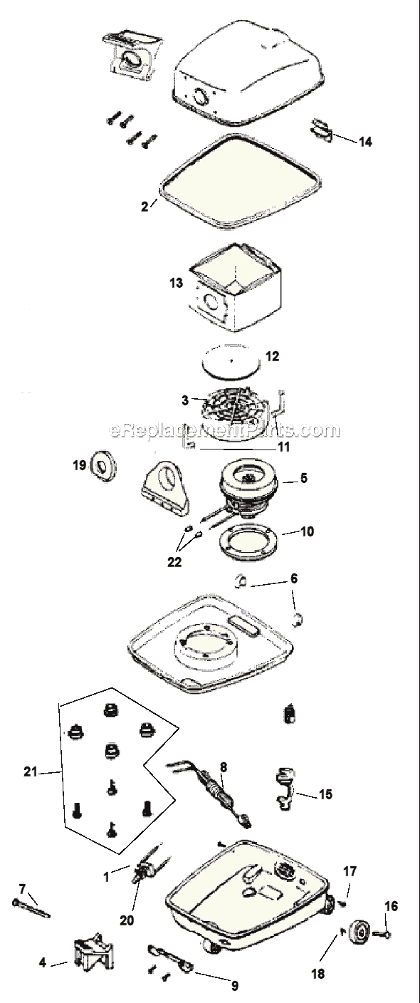 Page A Diagram and Parts List for 3320E  Eureka Canister Vacuum