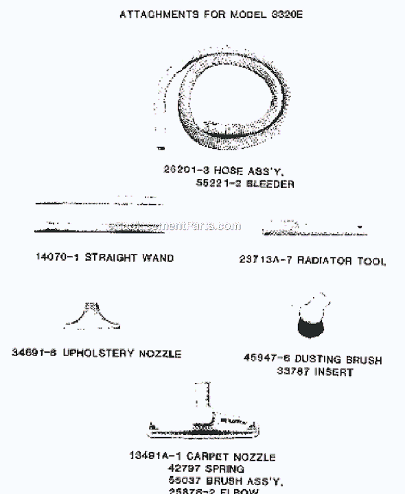 Page B Diagram and Parts List for 3320E  Eureka Canister Vacuum