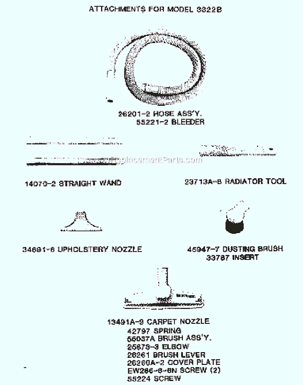 Page B Diagram and Parts List for 3322B  Eureka Canister Vacuum