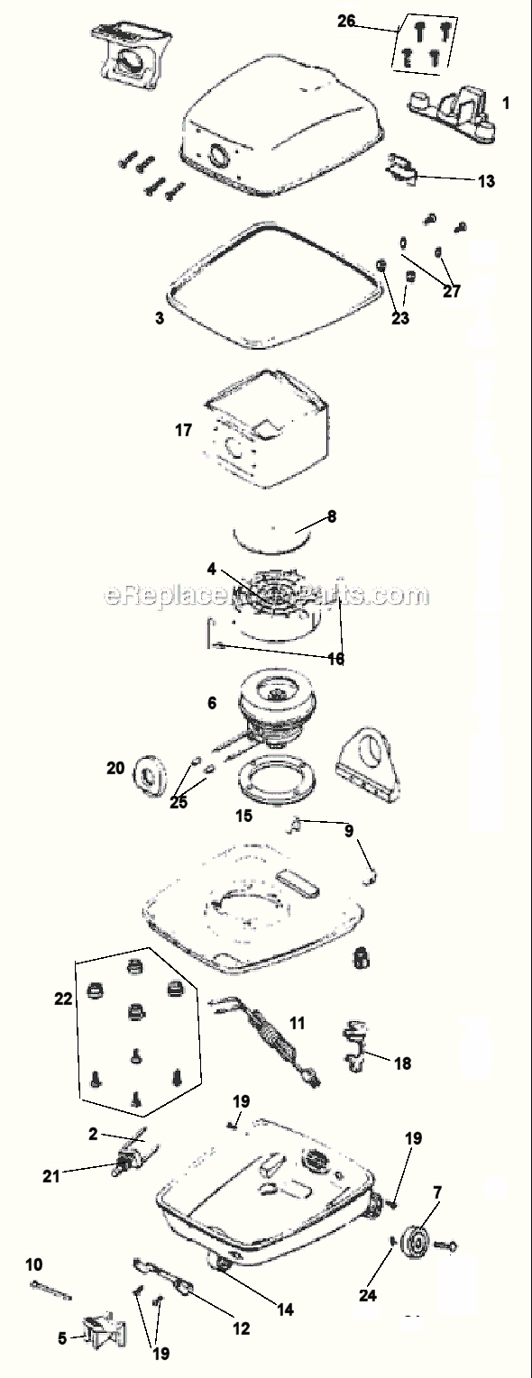 Page A Diagram and Parts List for 3334A  Eureka Canister Vacuum