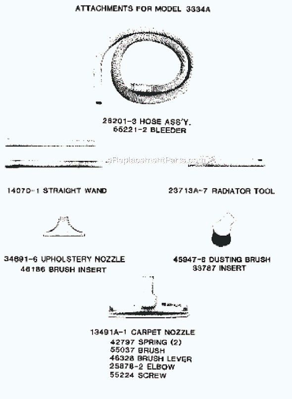 Page B Diagram and Parts List for 3334A  Eureka Canister Vacuum