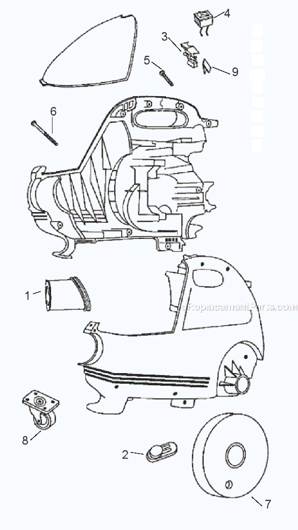 Page A Diagram and Parts List for 3624A  Eureka Canister Vacuum