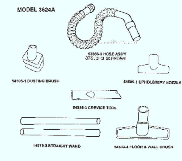 Page C Diagram and Parts List for 3624A  Eureka Canister Vacuum