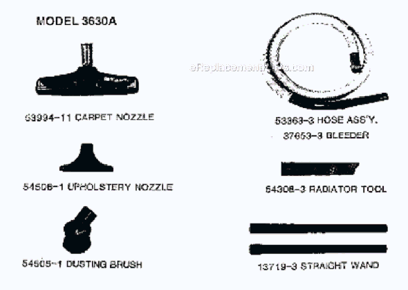 Page C Diagram and Parts List for 3630A  Eureka Canister Vacuum