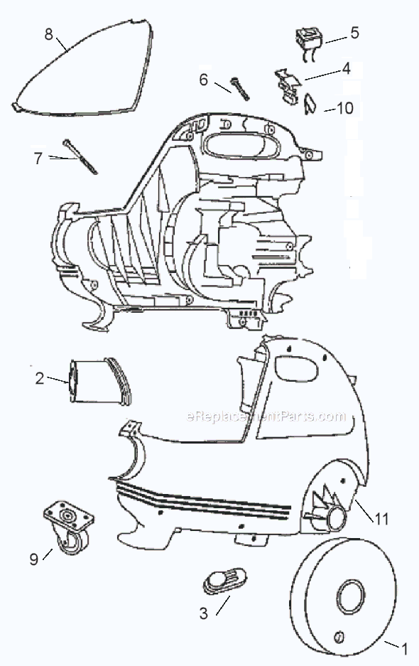 Page A Diagram and Parts List for 3631A  Eureka Canister Vacuum