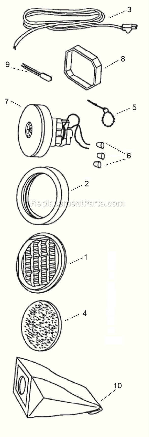 Page B Diagram and Parts List for 3631A  Eureka Canister Vacuum