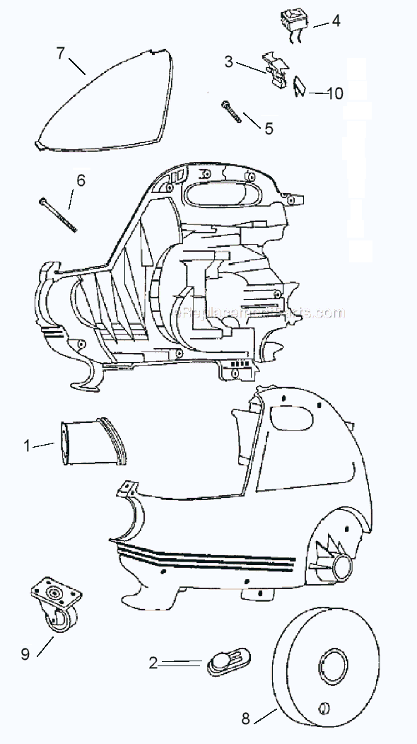 Page A Diagram and Parts List for 3640A  Eureka Canister Vacuum