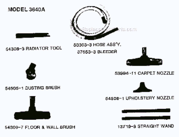 Page C Diagram and Parts List for 3640A  Eureka Canister Vacuum