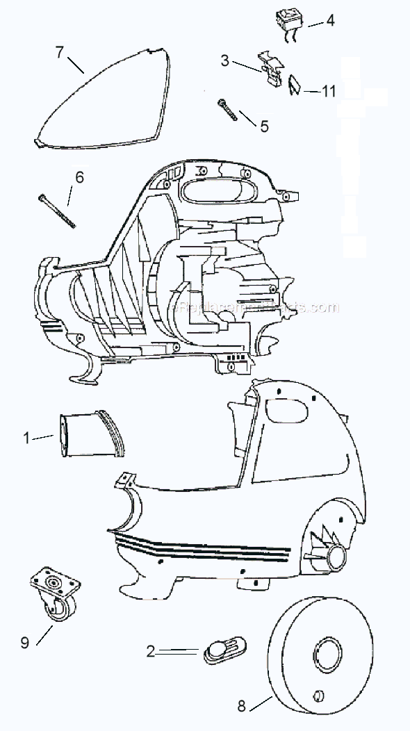 Page A Diagram and Parts List for 3650A  Eureka Canister Vacuum