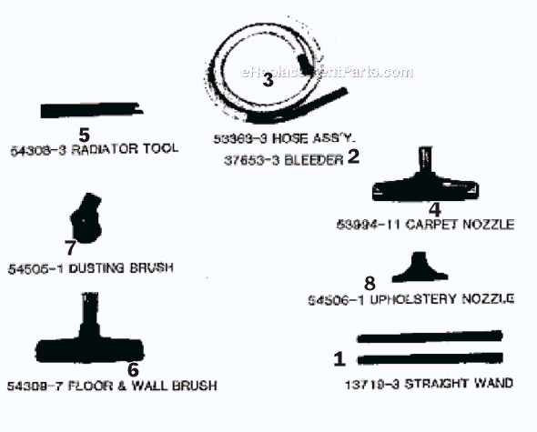 Page C Diagram and Parts List for 3650A  Eureka Canister Vacuum
