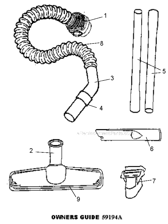 Page C Diagram and Parts List for 3670A  Eureka Canister Vacuum