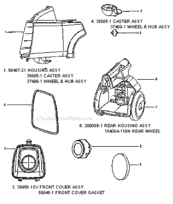 Page A Diagram and Parts List for 3670F  Eureka Canister Vacuum