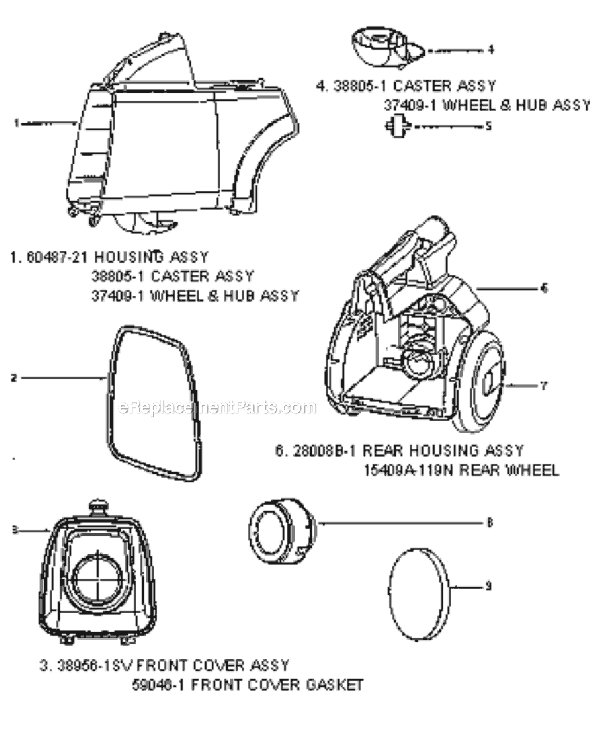Page A Diagram and Parts List for 3670G-1  Eureka Canister Vacuum