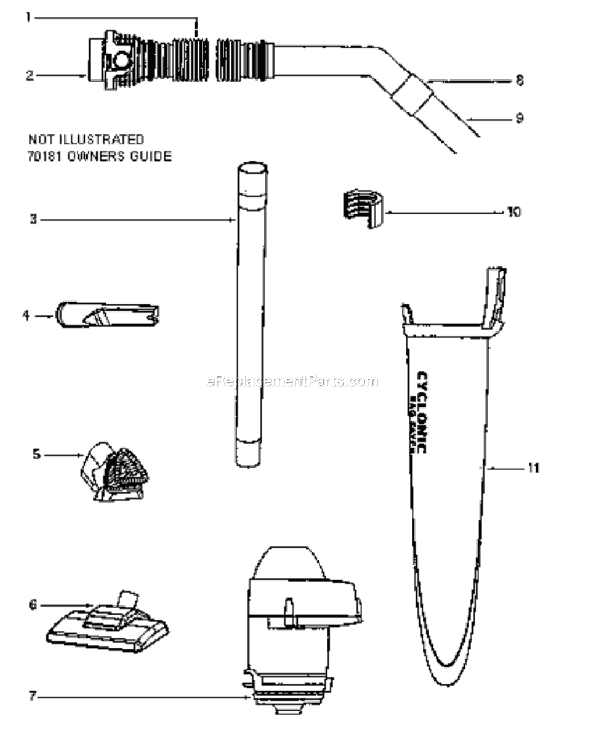 Page C Diagram and Parts List for 3680A  Eureka Canister Vacuum