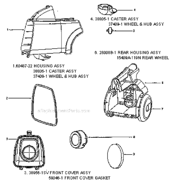 Page A Diagram and Parts List for 3684A  Eureka Canister Vacuum