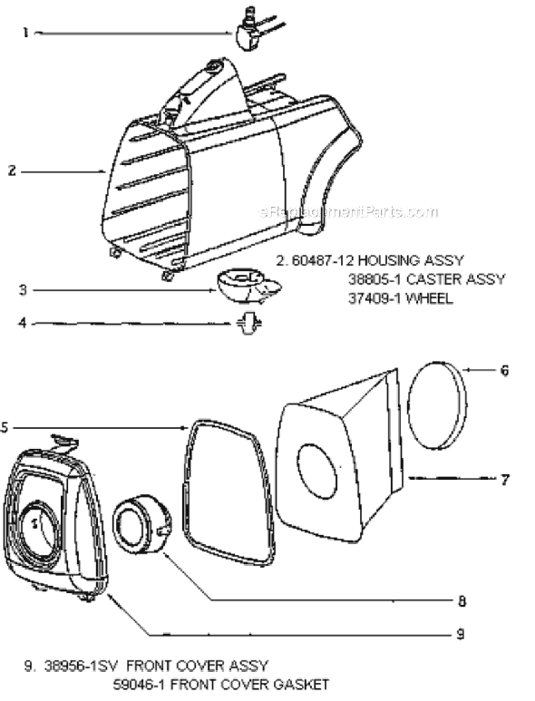 Page A Diagram and Parts List for 3686A  Eureka Canister Vacuum