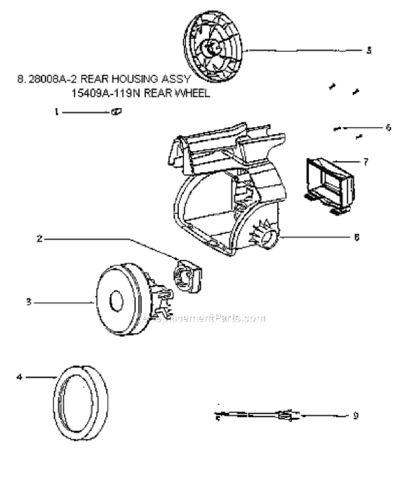 Page B Diagram and Parts List for 3686A  Eureka Canister Vacuum