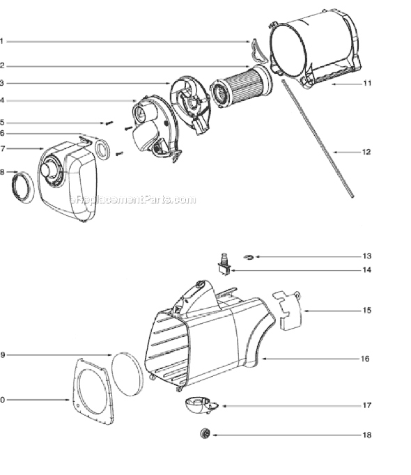 Page A Diagram and Parts List for 3690BV  Eureka Canister Vacuum