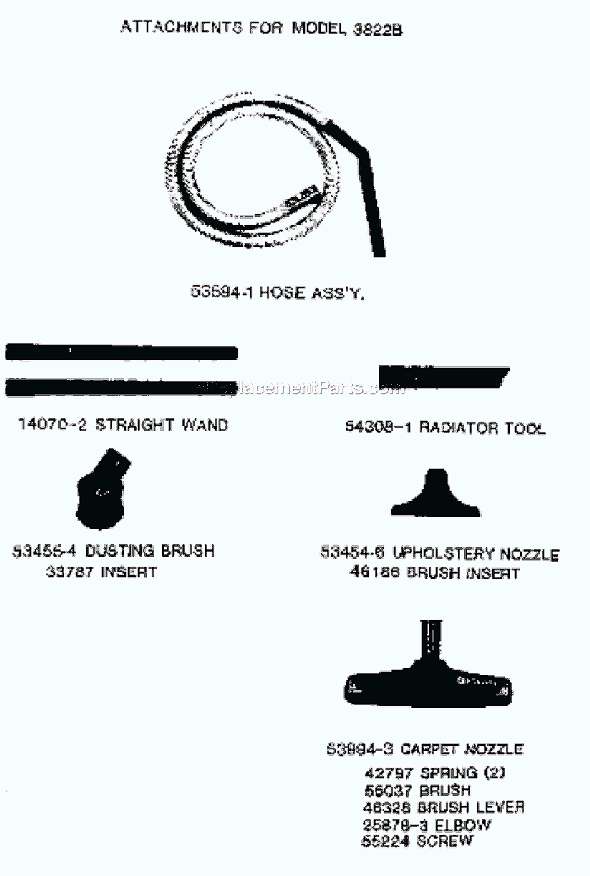 Page B Diagram and Parts List for 3822B  Eureka Canister Vacuum
