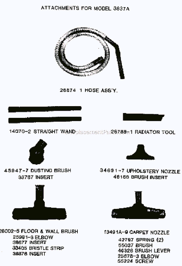Page B Diagram and Parts List for 3837A  Eureka Canister Vacuum