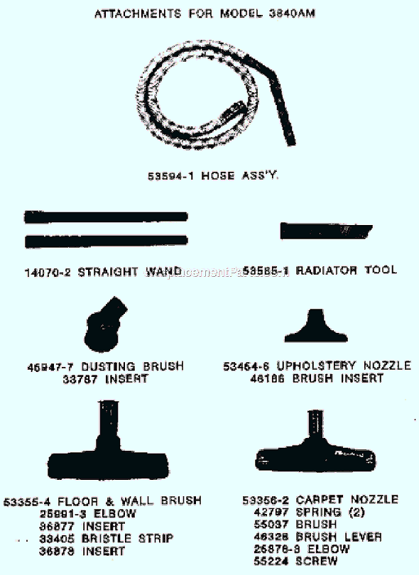 Page B Diagram and Parts List for 3840AM  Eureka Canister Vacuum