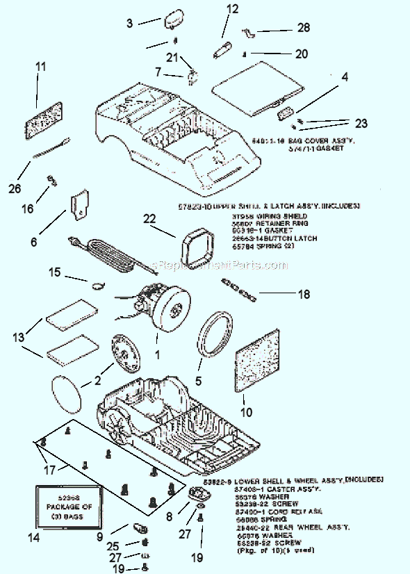 Page A Diagram and Parts List for 3840BM  Eureka Canister Vacuum