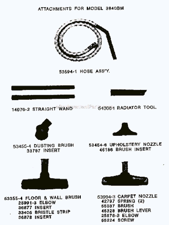 Page B Diagram and Parts List for 3840BM  Eureka Canister Vacuum