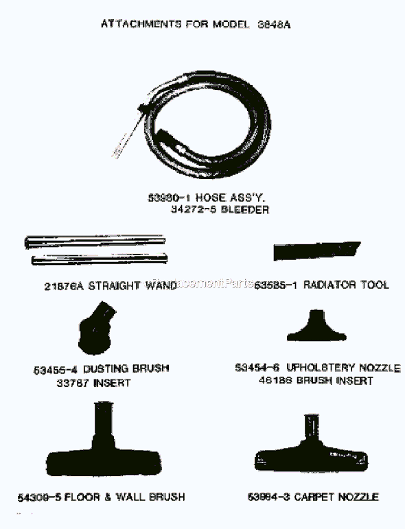Page B Diagram and Parts List for 3848A  Eureka Canister Vacuum