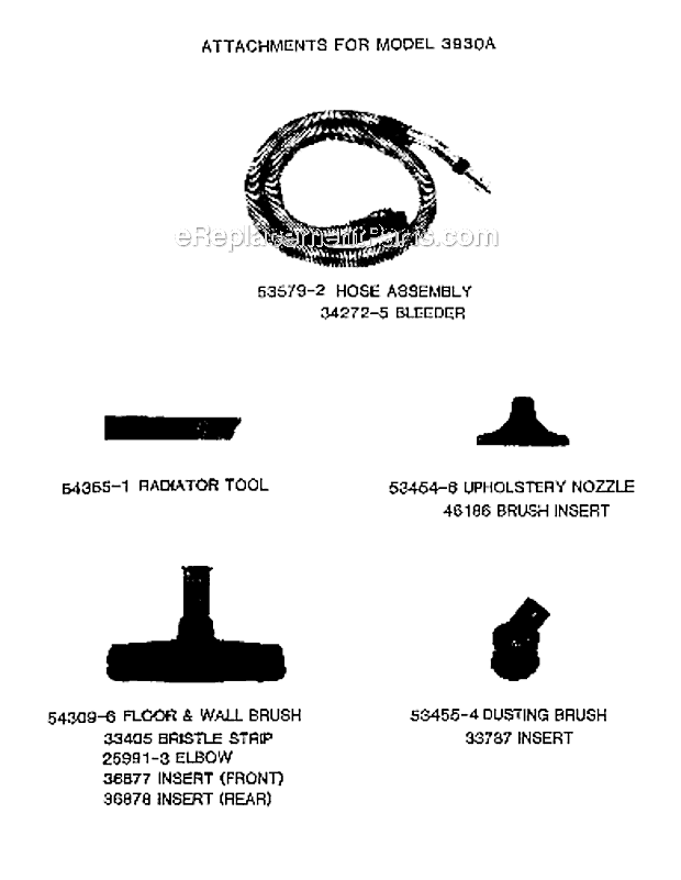 Page A Diagram and Parts List for 3930A  Eureka Canister Vacuum