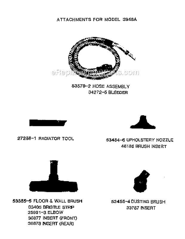 Page A Diagram and Parts List for 3948A  Eureka Canister Vacuum