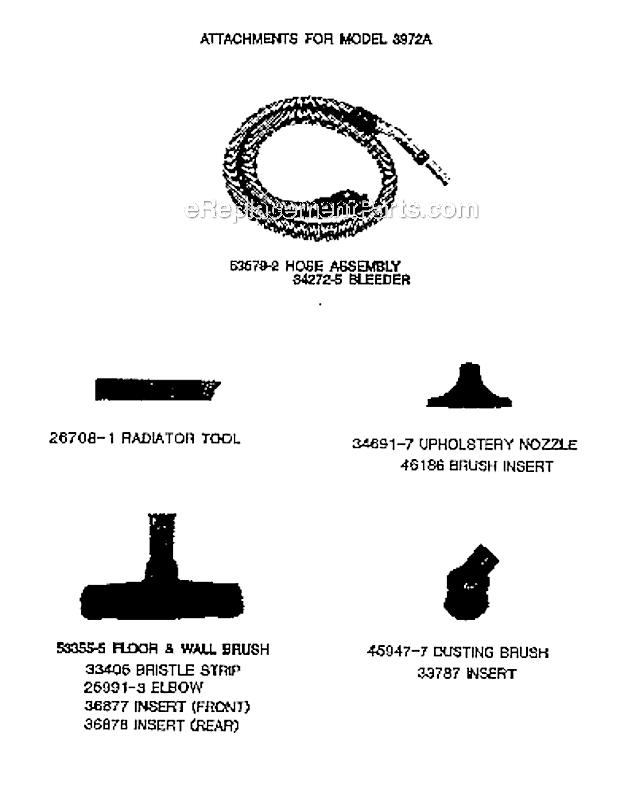 Page A Diagram and Parts List for 3972A  Eureka Canister Vacuum