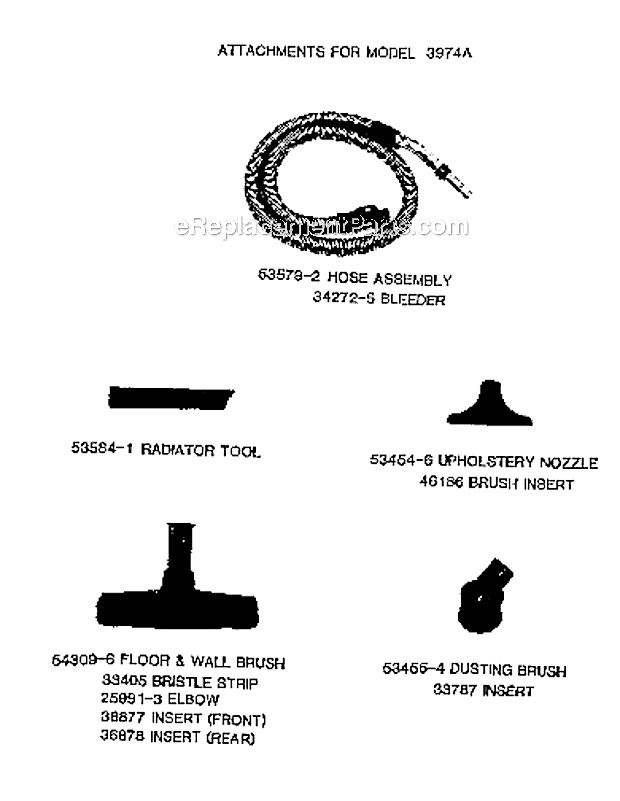 Page A Diagram and Parts List for 3974A  Eureka Canister Vacuum