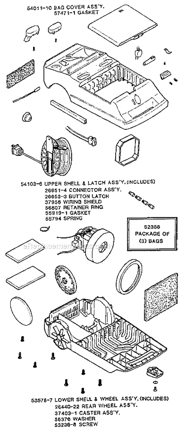 Page B Diagram and Parts List for 3974A  Eureka Canister Vacuum