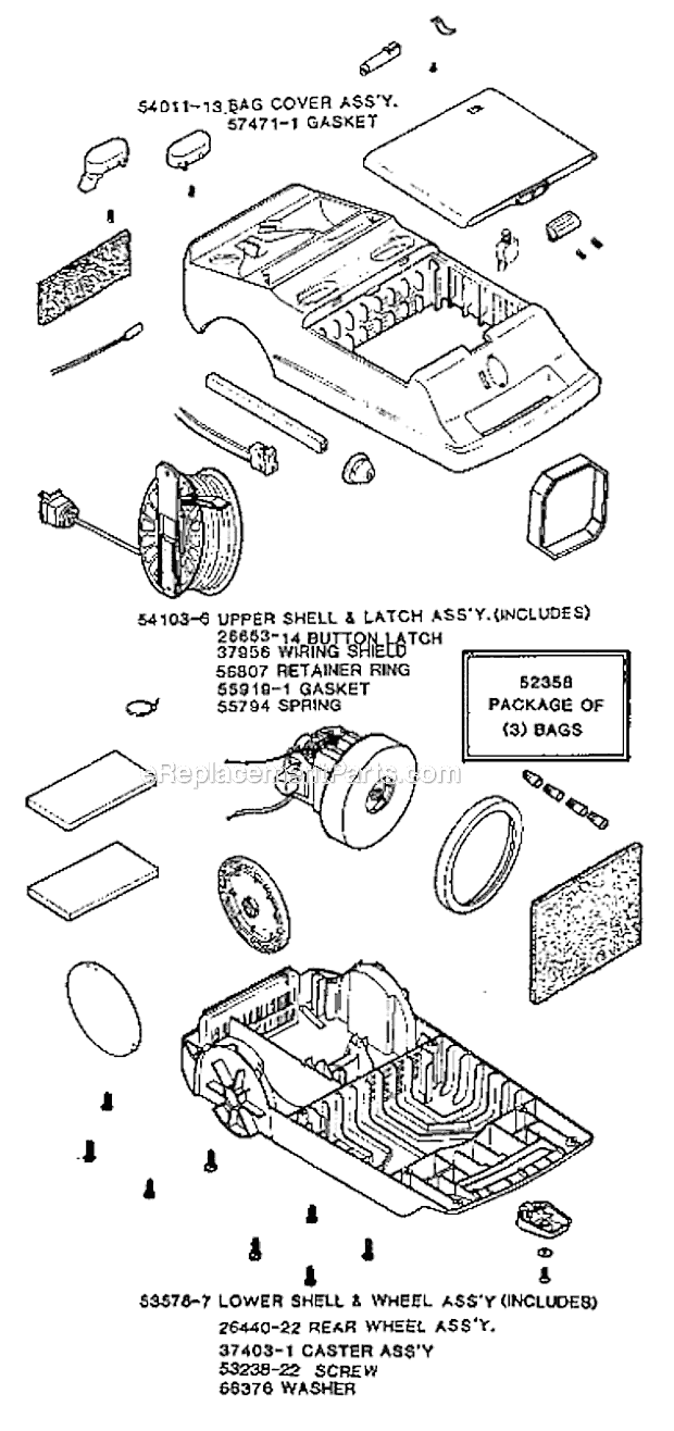 Page B Diagram and Parts List for 3974B  Eureka Canister Vacuum