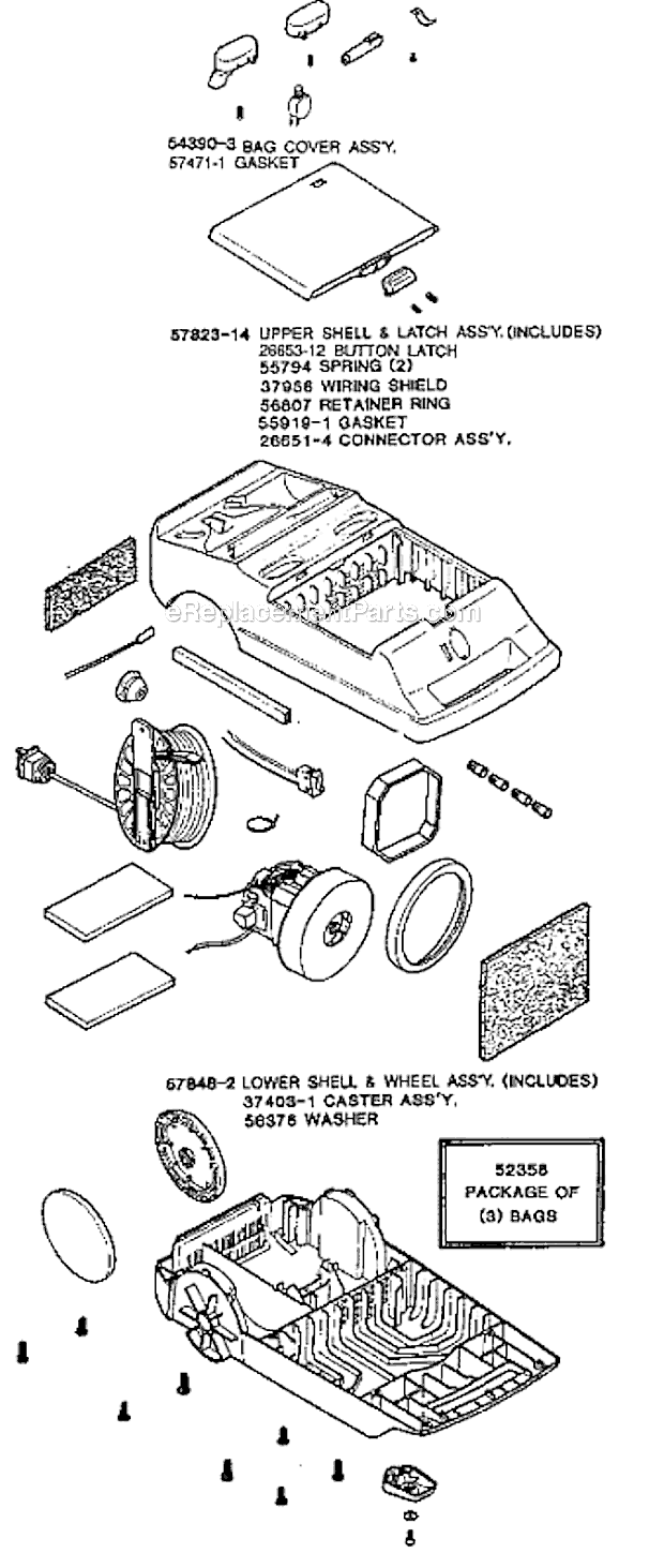 Page B Diagram and Parts List for 3987B  Eureka Canister Vacuum