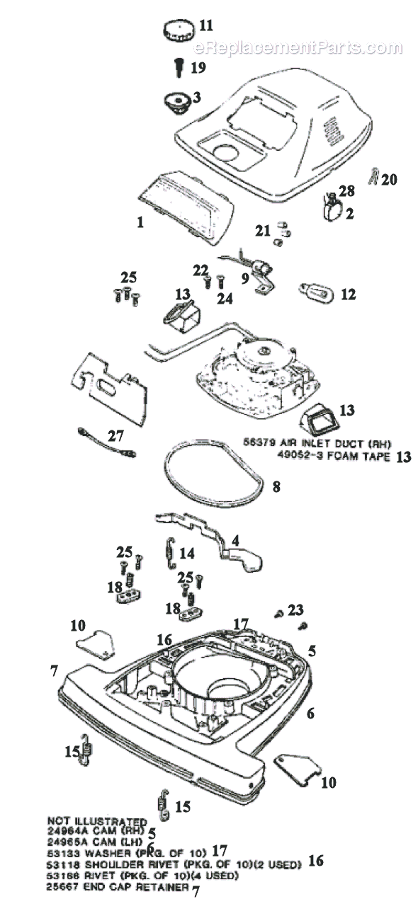 Page A Diagram and Parts List for 4038B  Eureka Upright Vacuum