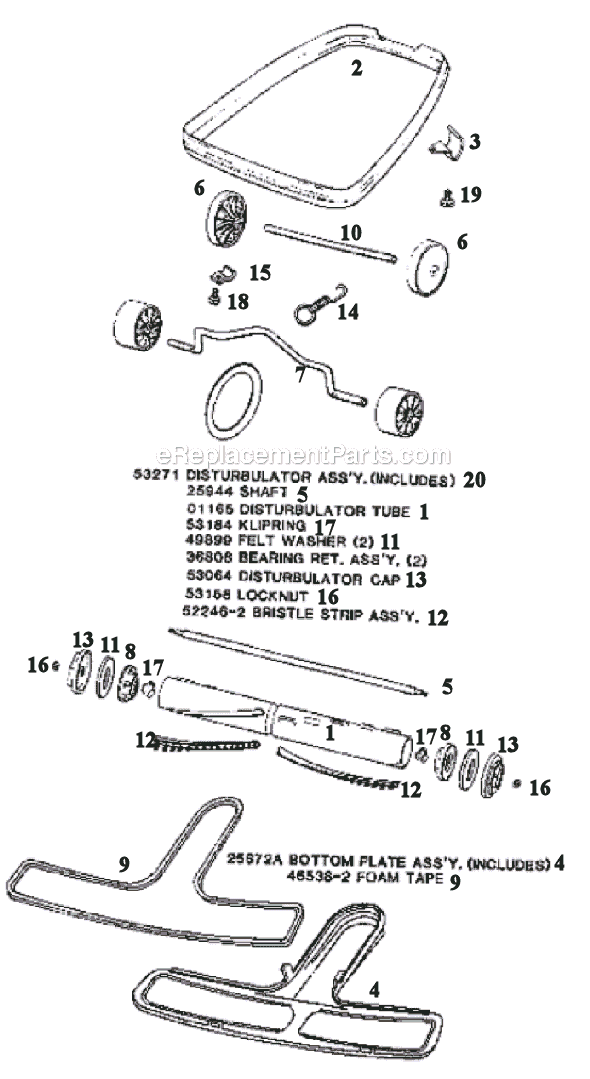 Page B Diagram and Parts List for 4038B  Eureka Upright Vacuum