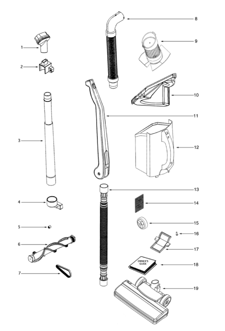 Page A Diagram and Parts List for 411A  Eureka Upright Vacuum