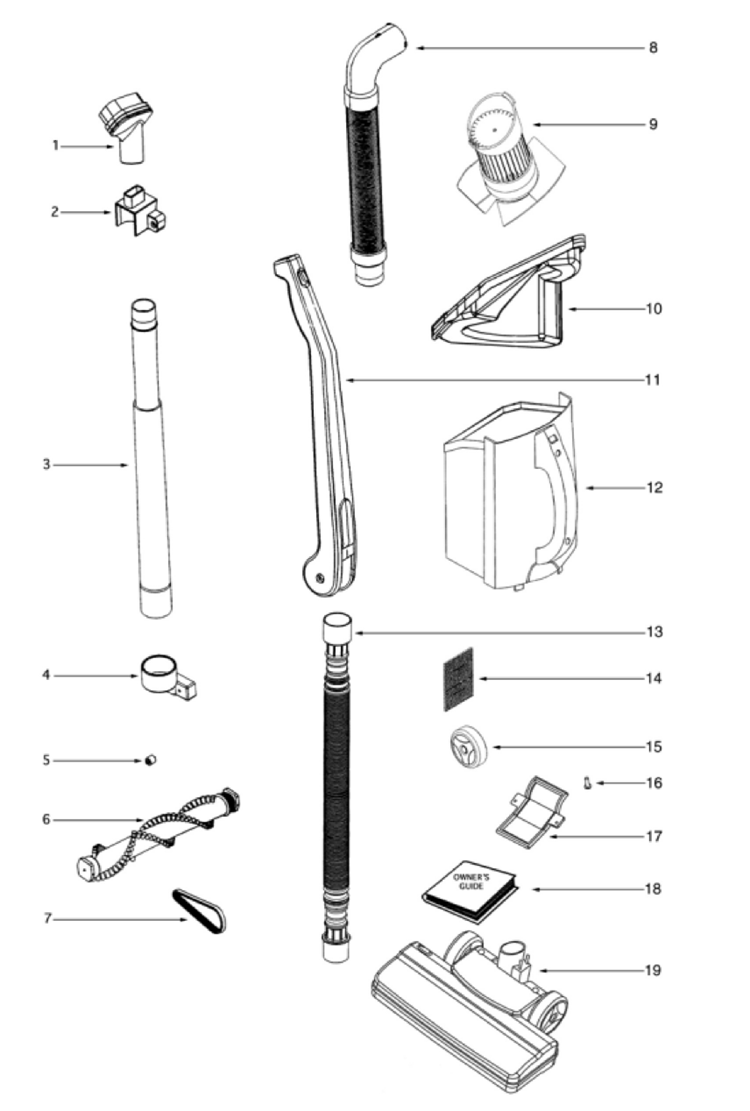 Page A Diagram and Parts List for 411B-1  Eureka Upright Vacuum