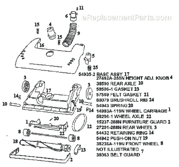 Page A Diagram and Parts List for 4321ATX  Eureka Upright Vacuum