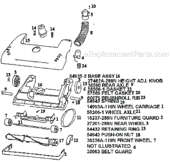 Page A Diagram and Parts List for 4321AT  Eureka Upright Vacuum