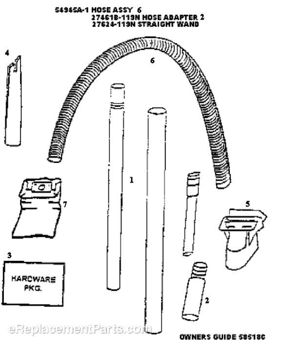 Page C Diagram and Parts List for 4325ATX  Eureka Upright Vacuum