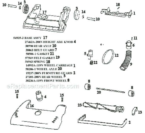 Page A Diagram and Parts List for 4326AT  Eureka Upright Vacuum