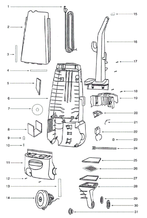 Page B Diagram and Parts List for 4333A  Eureka Upright Vacuum