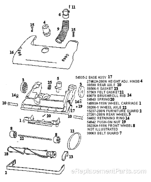 Page A Diagram and Parts List for 4335ATM  Eureka Upright Vacuum