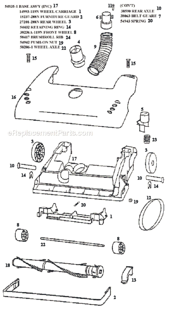 Page A Diagram and Parts List for 4335AT  Eureka Upright Vacuum